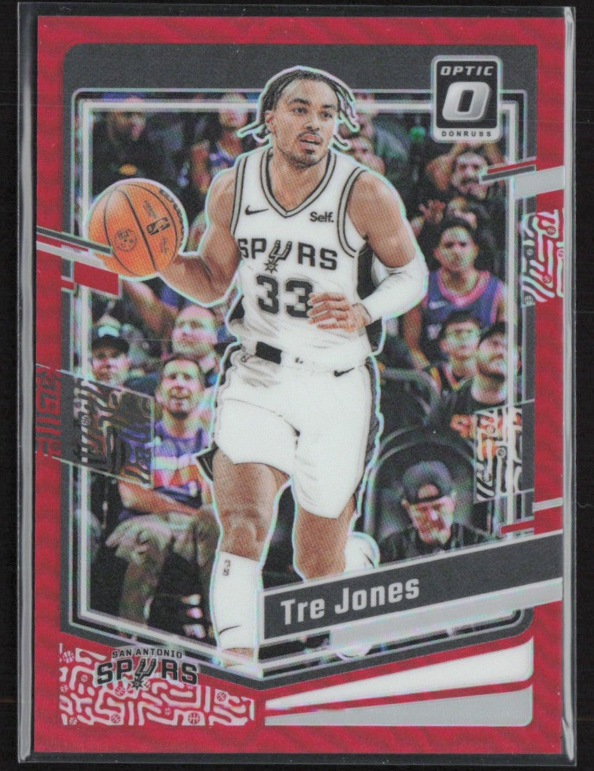 Tre Jones 2023 Donruss Optic Red Flood /99 #137 San Antonio Spurs