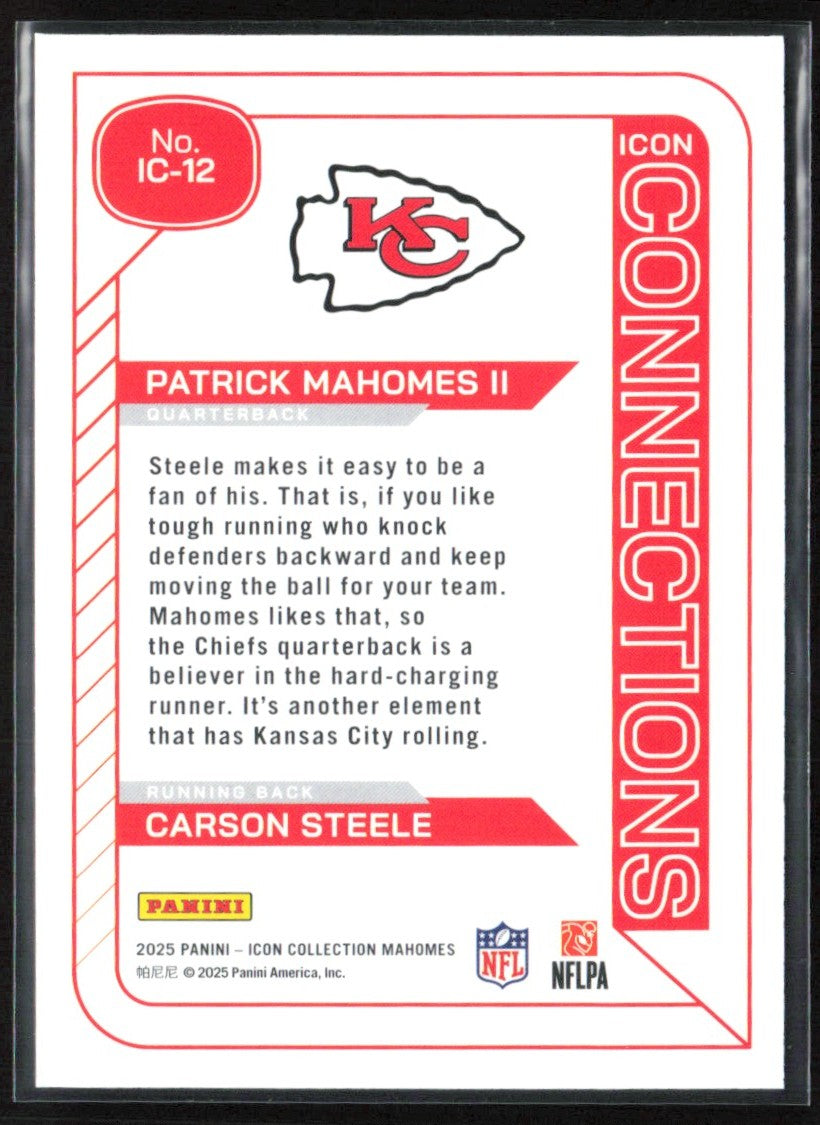 Patrick Mahomes II Carson Steele 2025 Panini Icon Collection Connections #IC-12