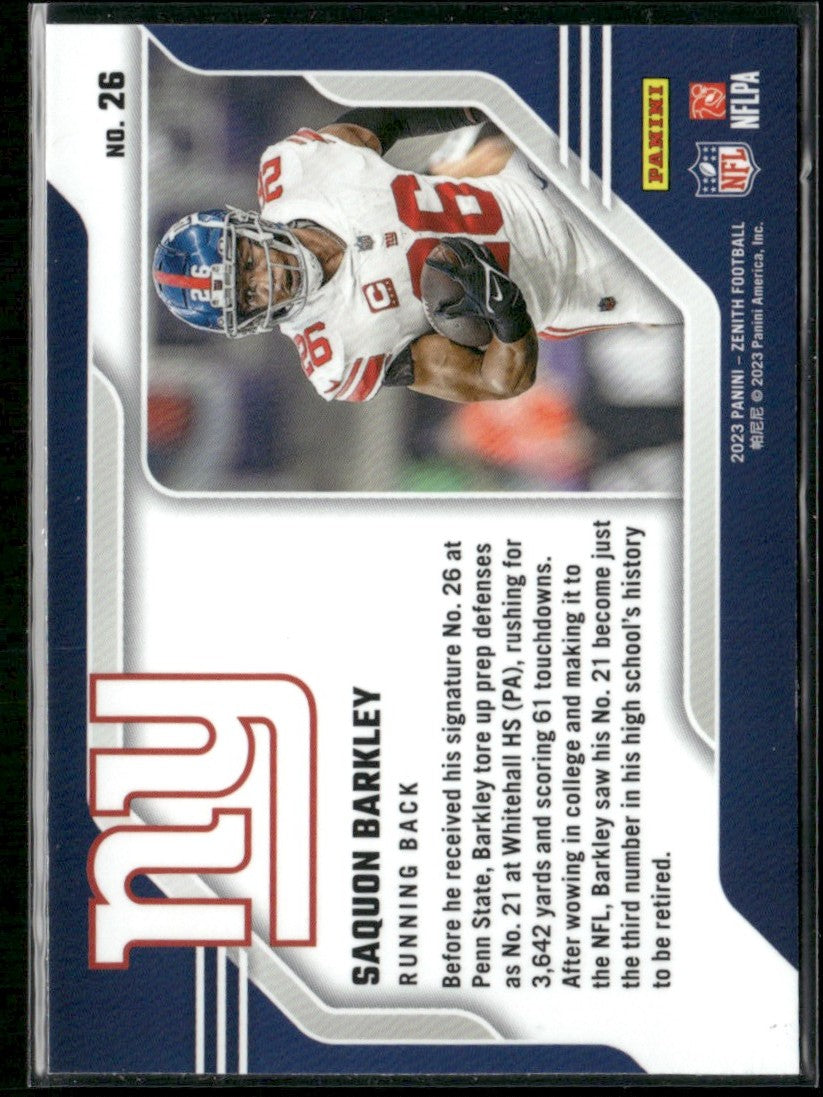 Saquon Barkley 2023 Panini Zenith Behind the Numbers #26 New York Giants