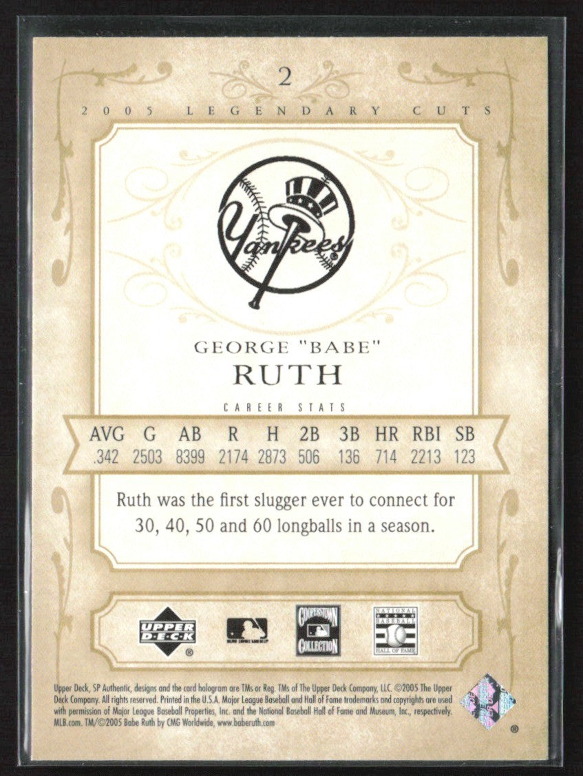 Babe Ruth 2005 SP Legendary Cuts #2 New York Yankees
