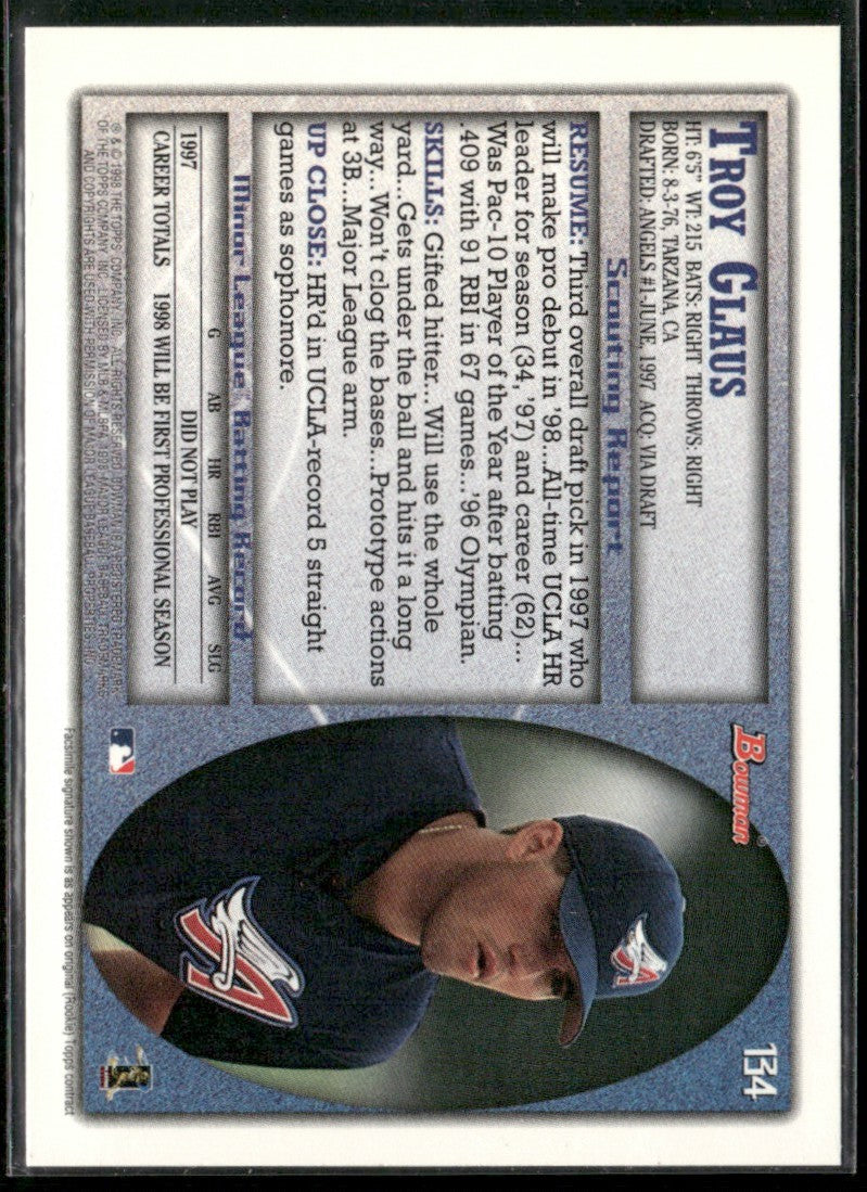 Troy Glaus 1998 Bowman RC #134 Anaheim Angels