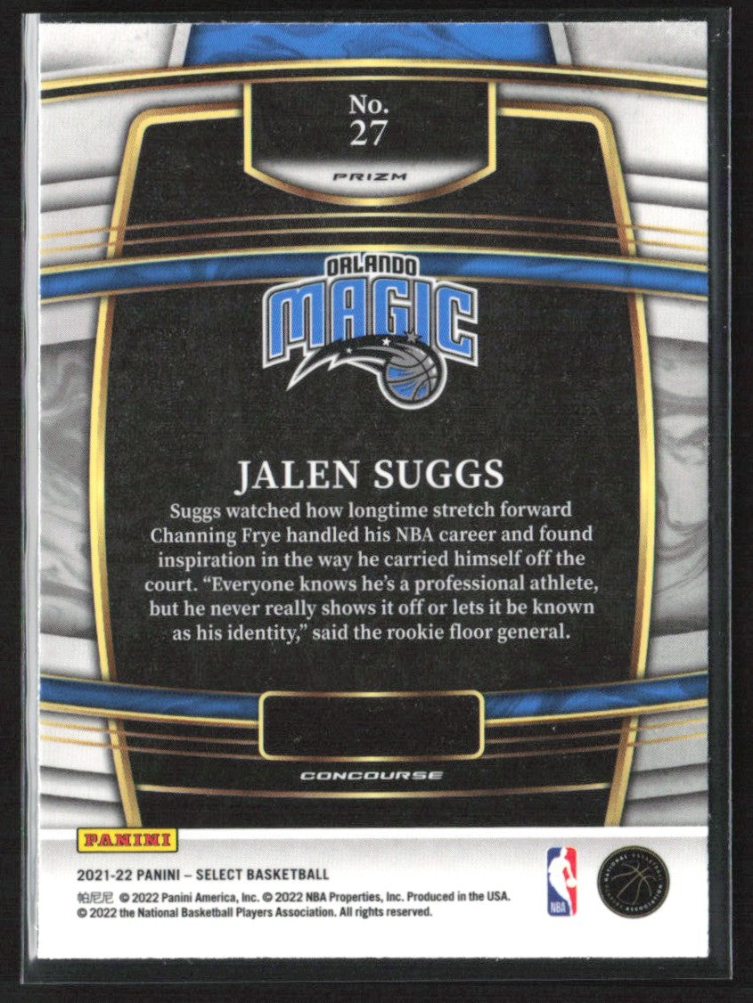 Jalen Suggs 2021 Panini Select Concourse Blue Shimmer RC #27 Orlando Magic