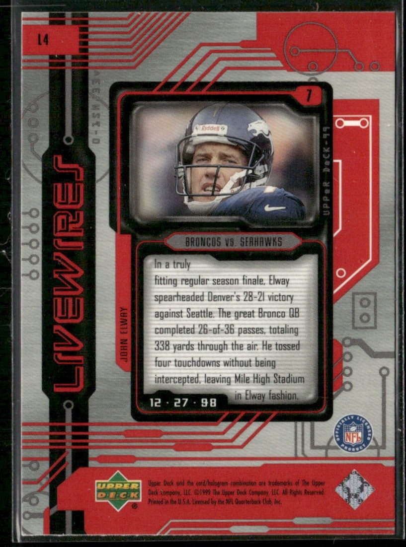 John Elway 1999 Upper Deck Livewires #L4 Denver Broncos