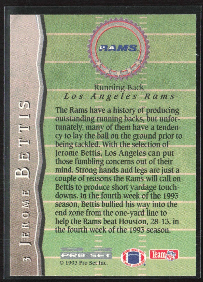 Jerome Bettis 1993 Pro Set RC #3 Los Angeles Rams