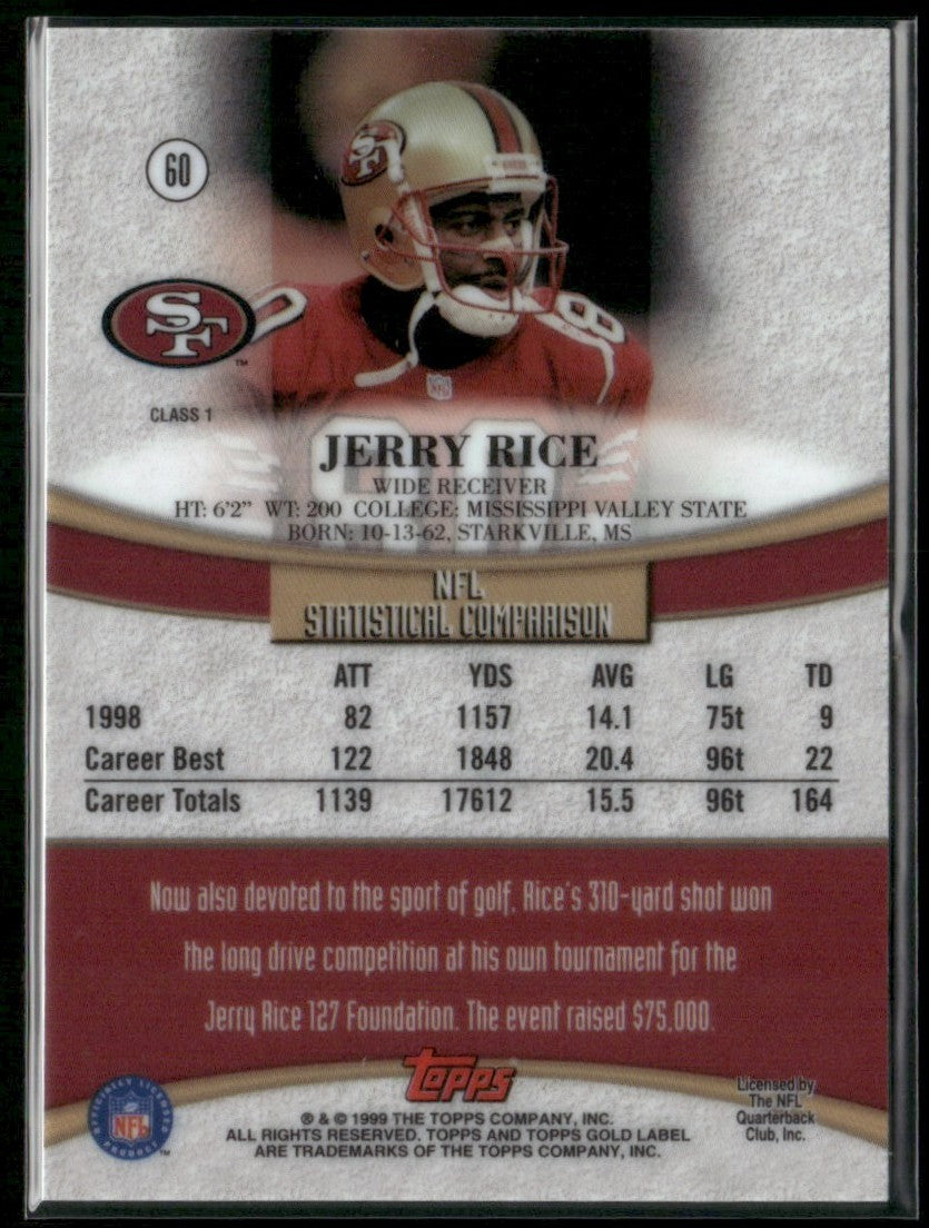 Jerry Rice 1999 Topps Gold Label #60 San Francisco 49ers
