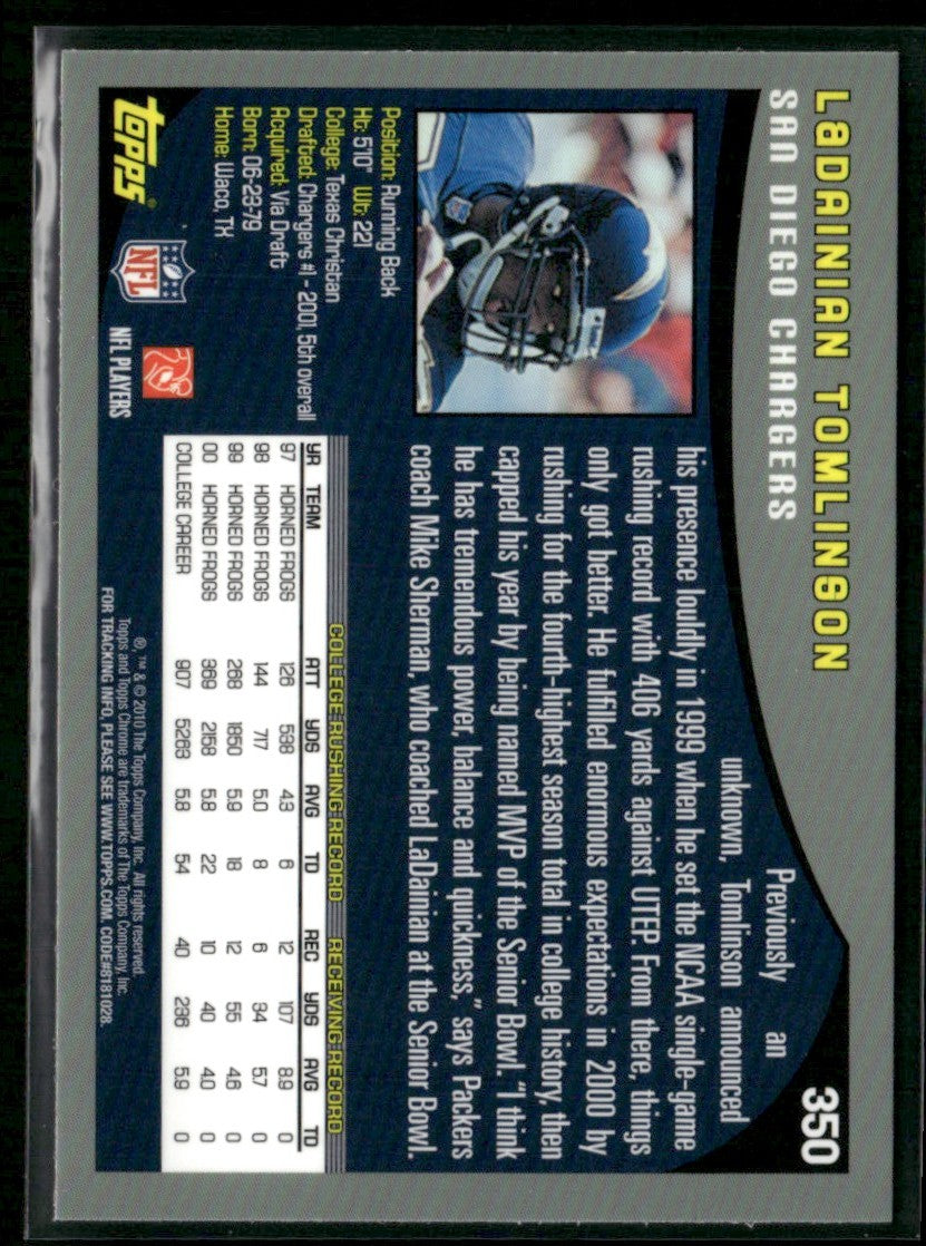 LaDainian Tomlinson 2010 Topps Chrome RC #350 San Diego Chargers