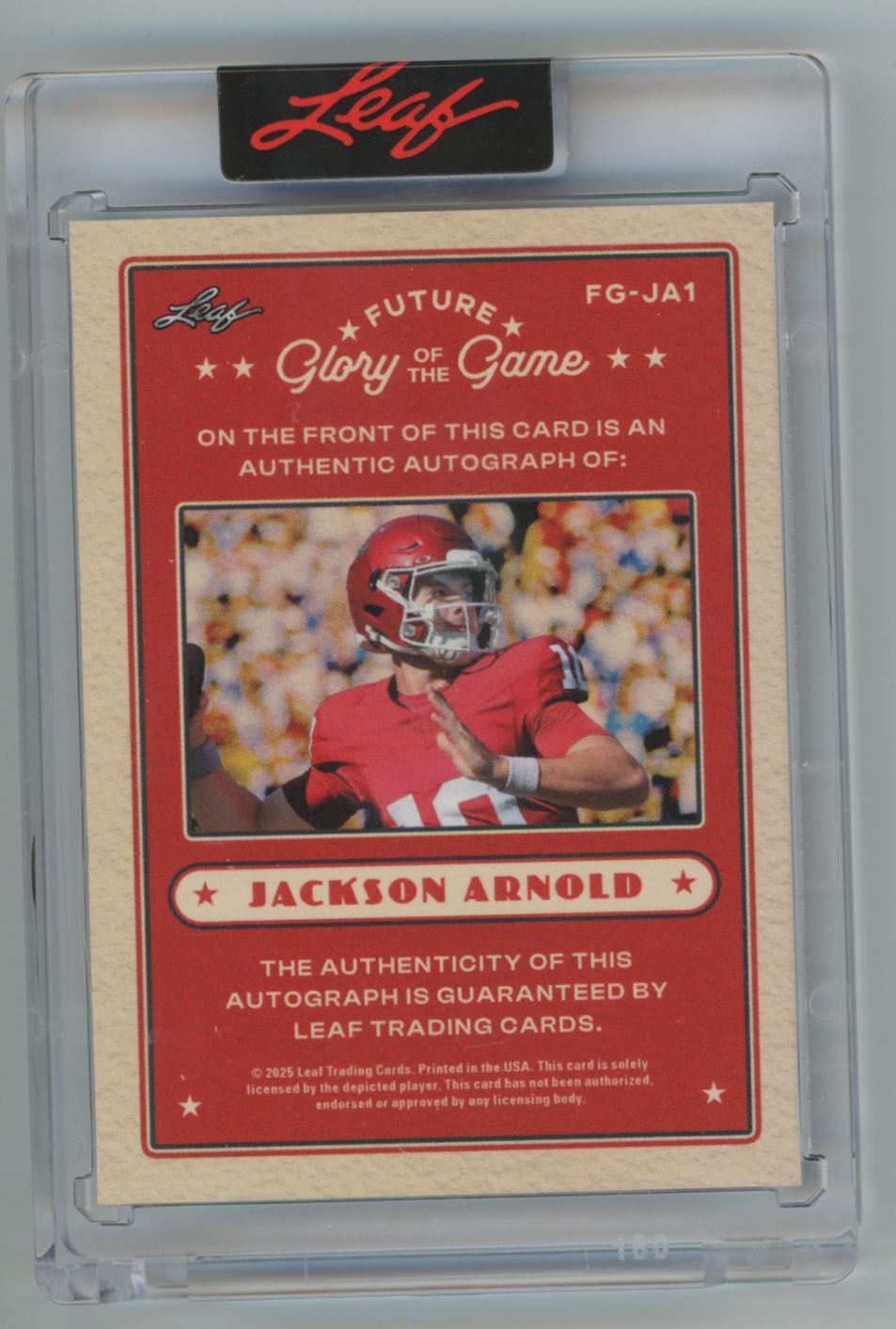 Jackson Arnold 2025 Leaf Glory of the Game AUTO /99 #FG-JA1