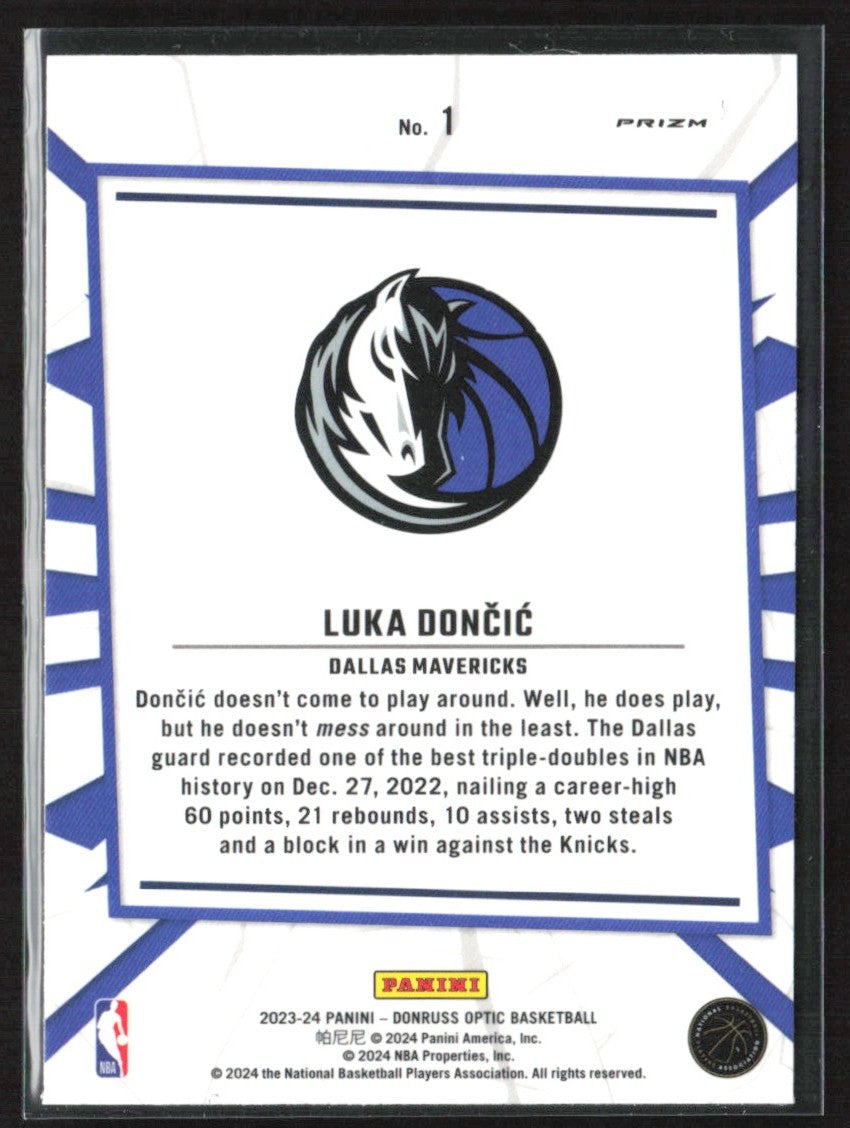Luka Doncic 2023 Donruss Optic My House Purple #1 Dallas Mavericks