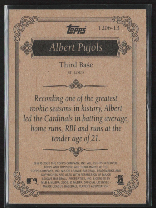 Albert Pujols 2002 Topps 206 #T206-13 St. Louis Cardinals