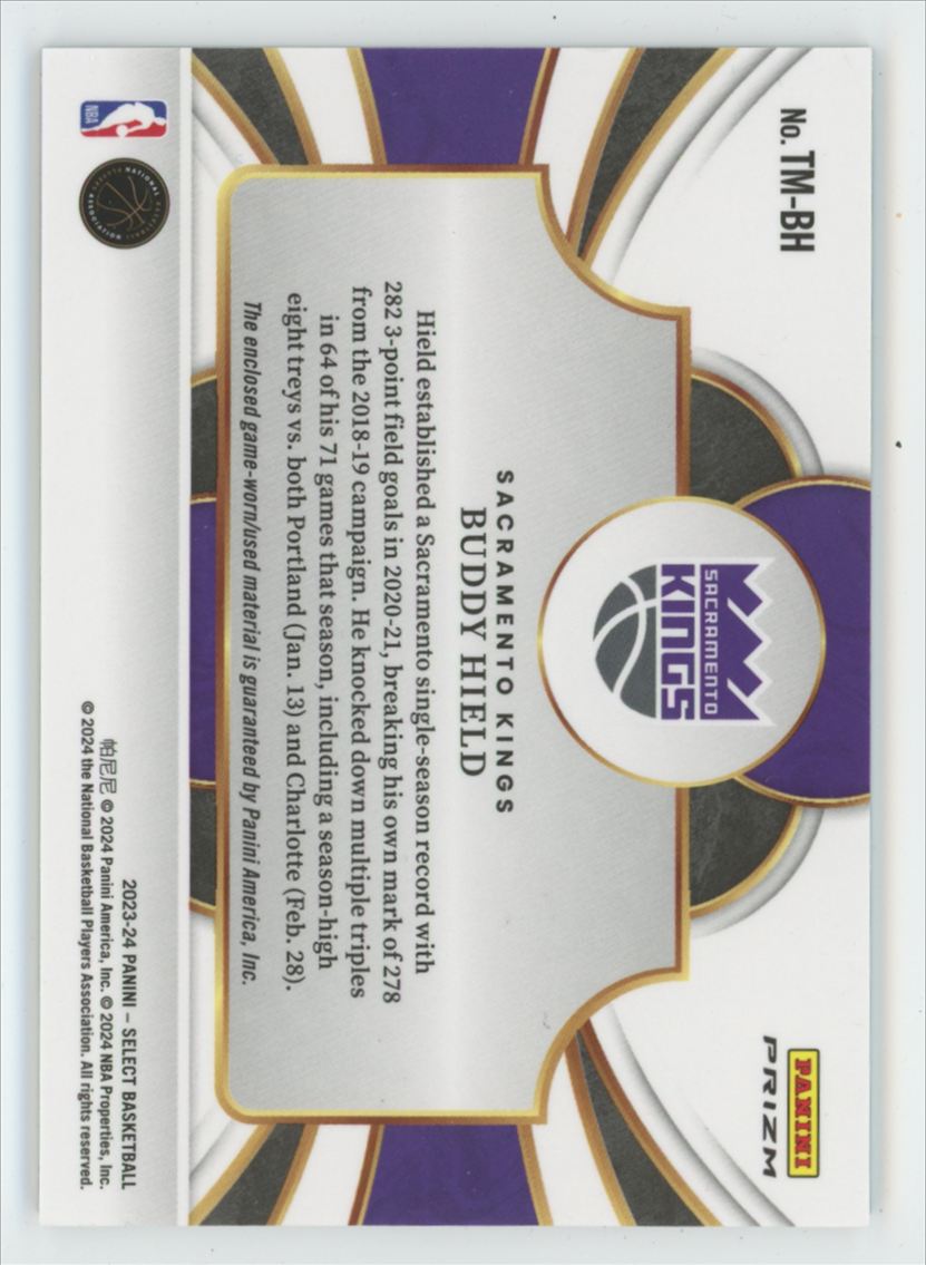 Buddy Hield 2023 Panini Select Throwback Memorabilia Jersey #TM-BH