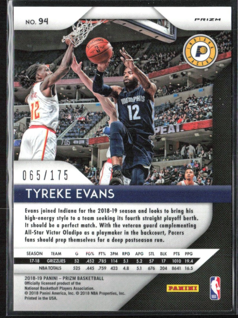 Tyreke Evans 2018 Panini Prizm Fast Break Blue /175 #94 Indiana Pacers