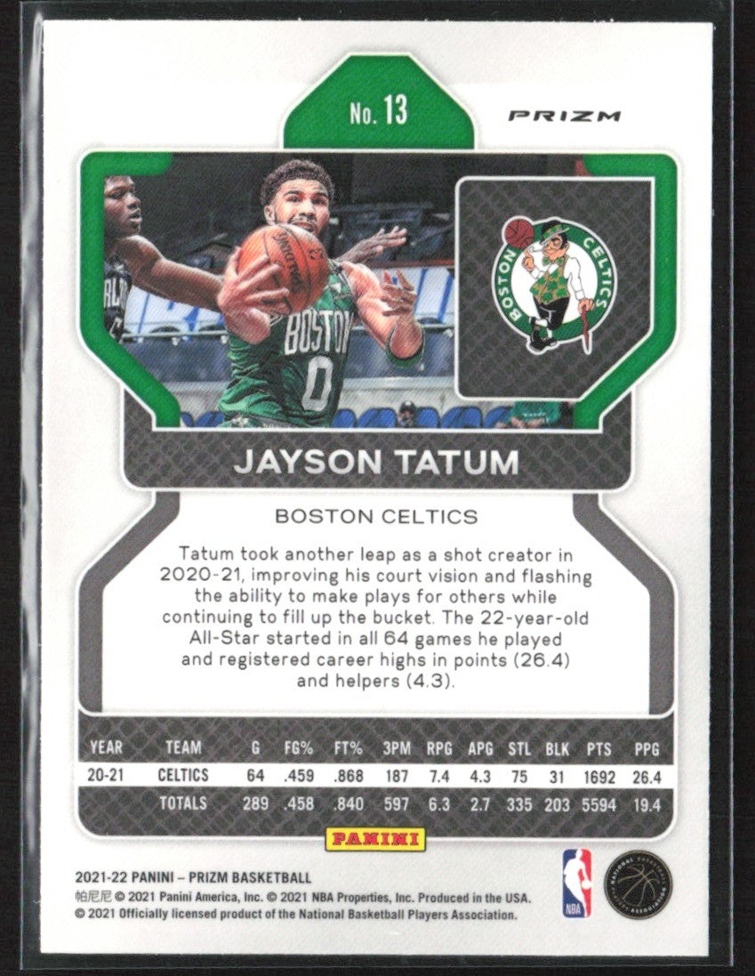 Jayson Tatum 2021 Panini Prizm Red White & Blue #13 Boston Celtics