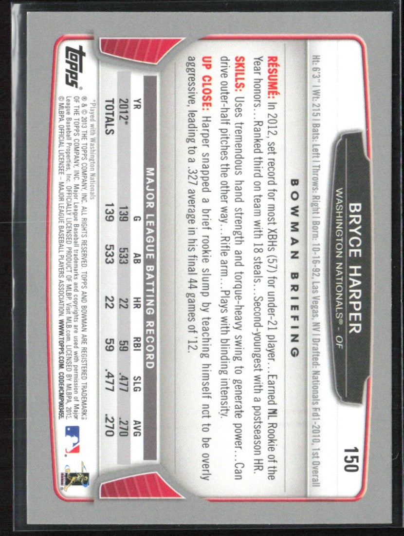 Bryce Harper 2013 Bowman #150 Washington Nationals
