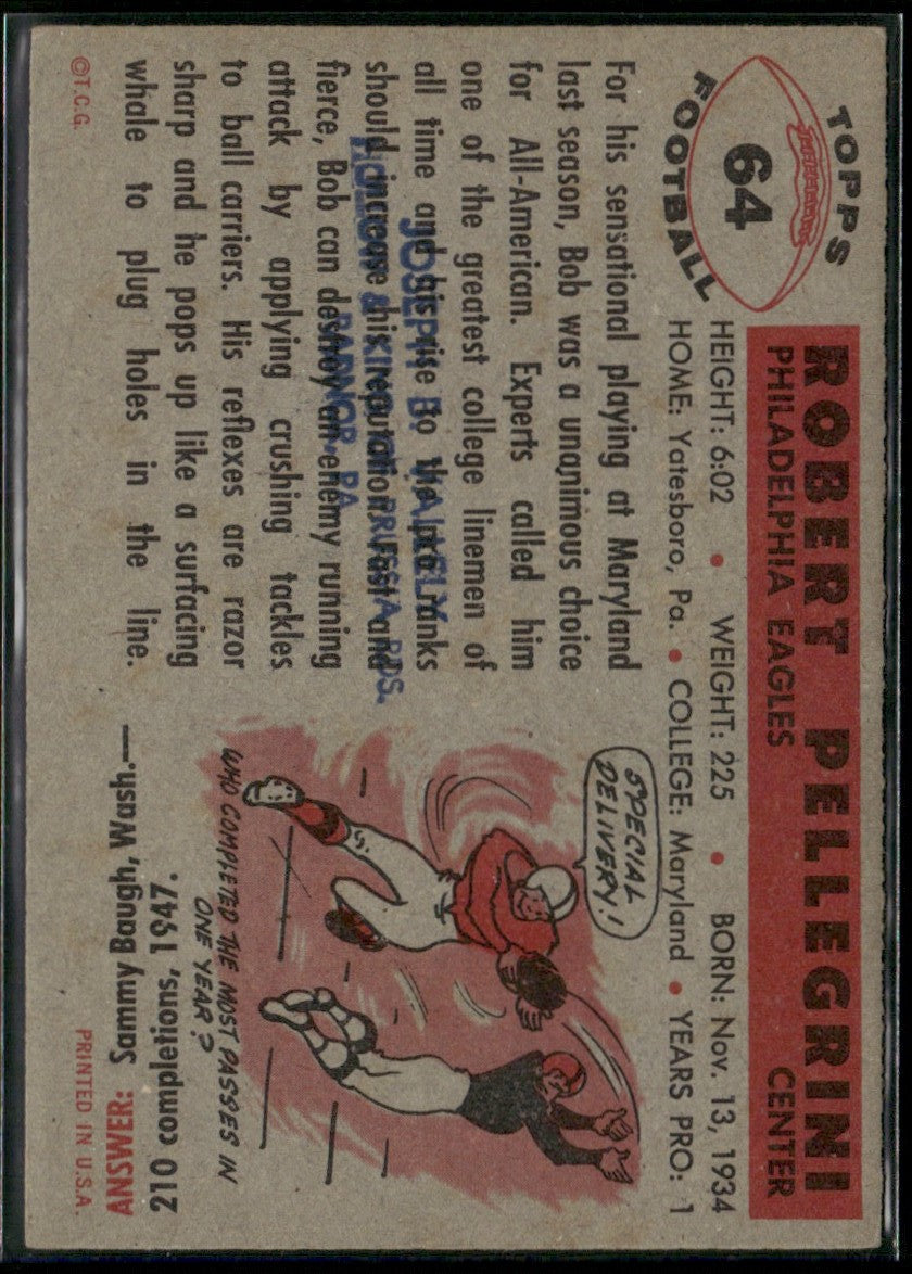 Bob Pellegrini 1956 Topps RC #64 Philadelphia Eagles