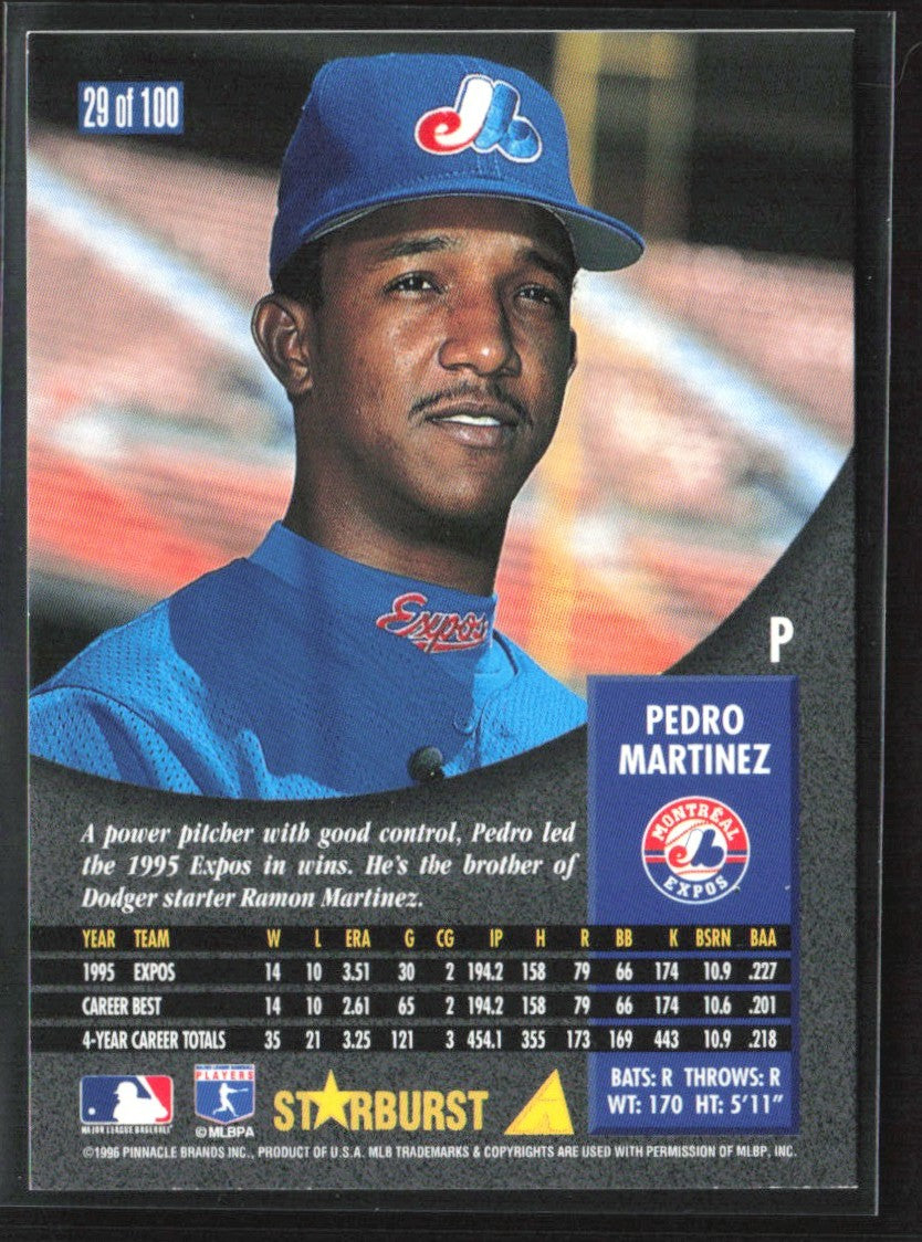Pedro Martinez 1996 Pinnacle Starburst #29 Montreal Expos
