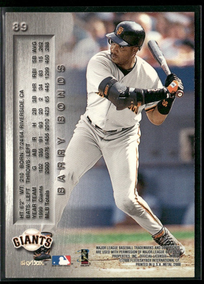 Barry Bonds 2000 Metal #89 San Francisco Giants
