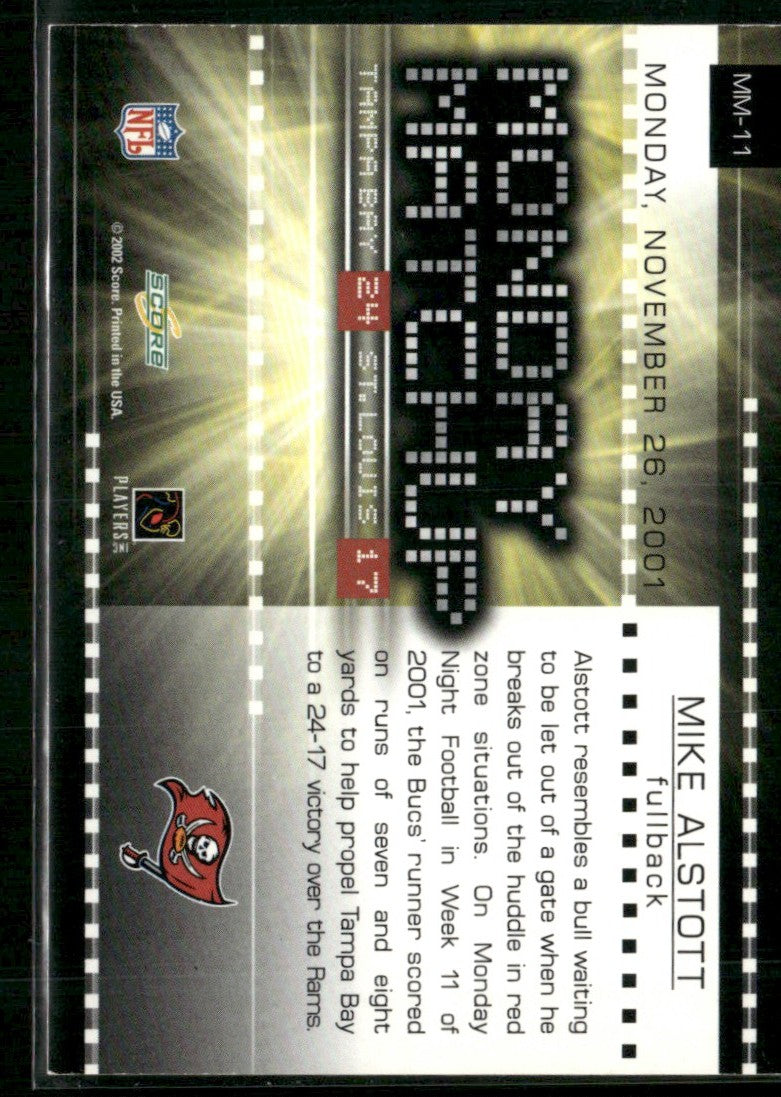 Mike Alstott 2002 Score Monday Matchup #MM-11 Tampa Bay Buccaneers