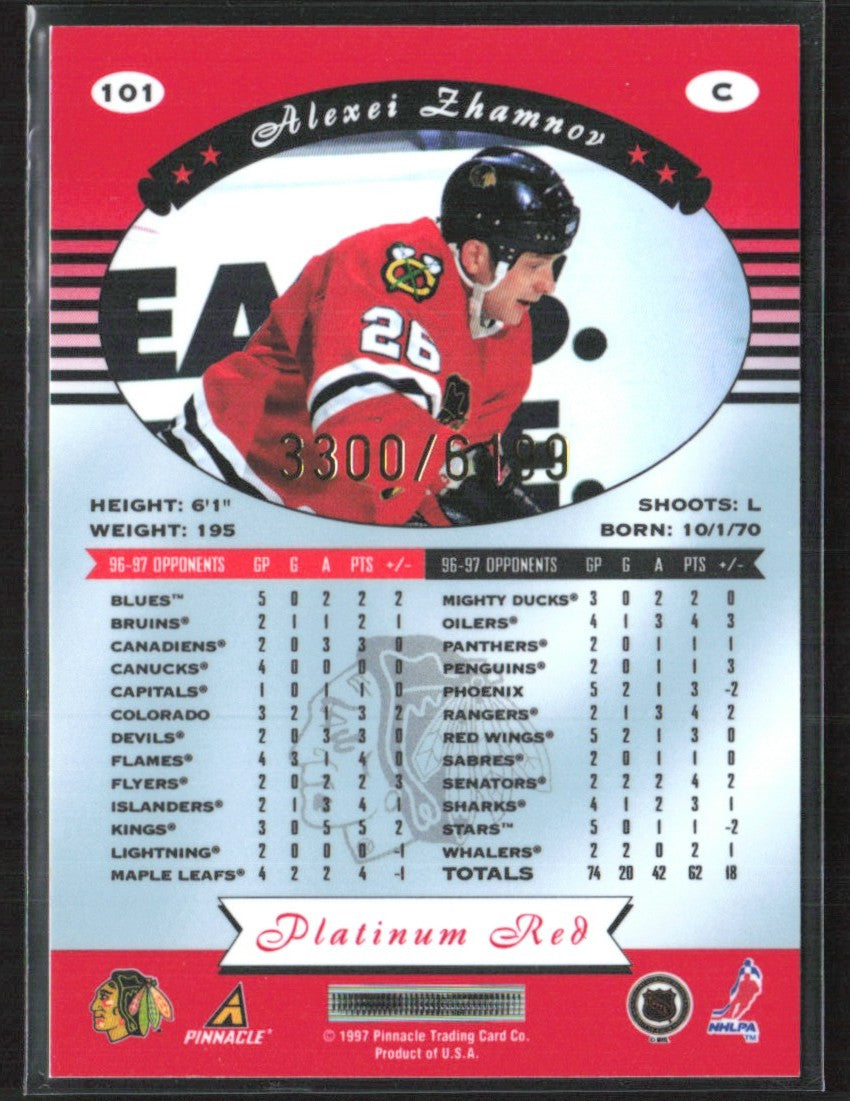 Alexei Zhamnov 1997 Pinnacle Totally Certified Platinum Red /6199 #101