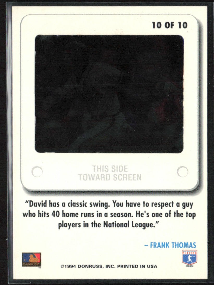 David Justice 1994 Leaf Slideshow #10 Atlanta Braves