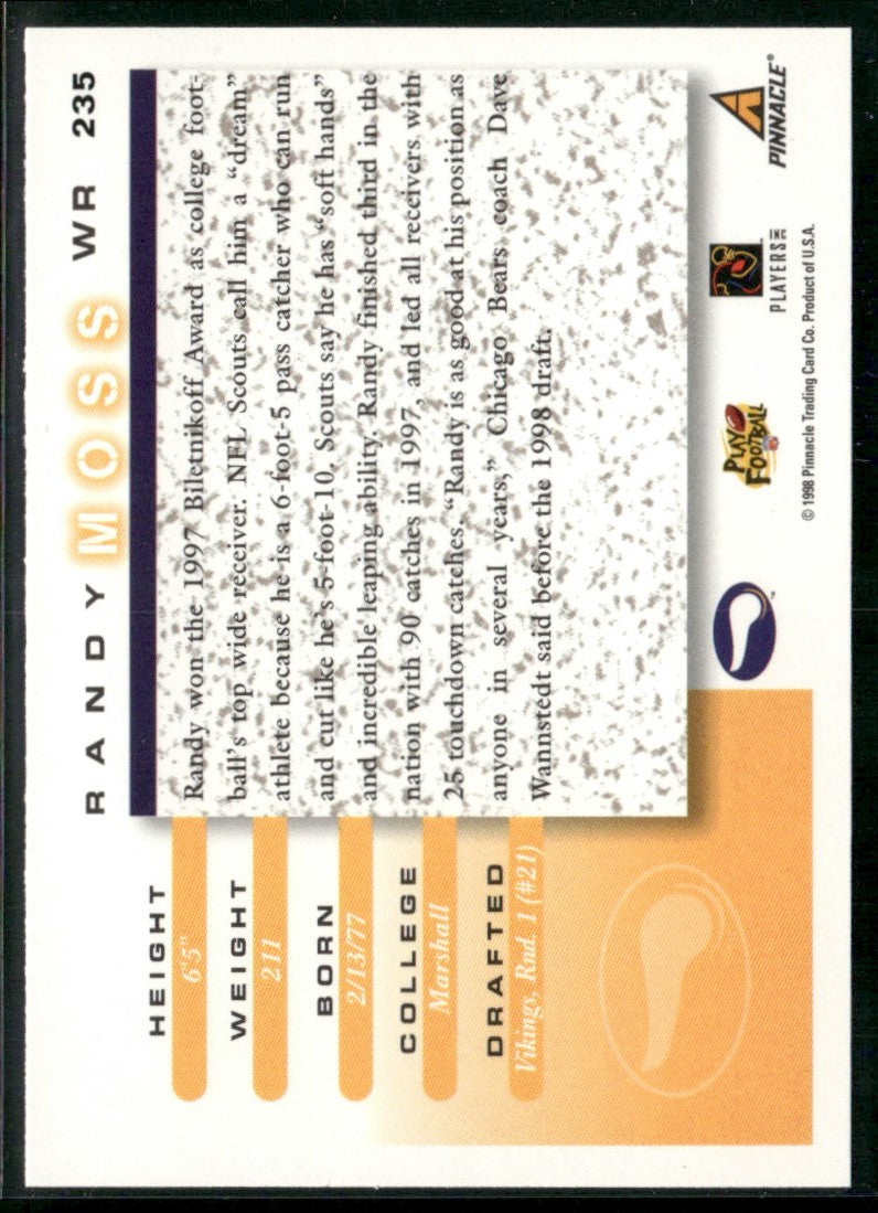 Randy Moss 1998 Score RC #235 Minnesota Vikings