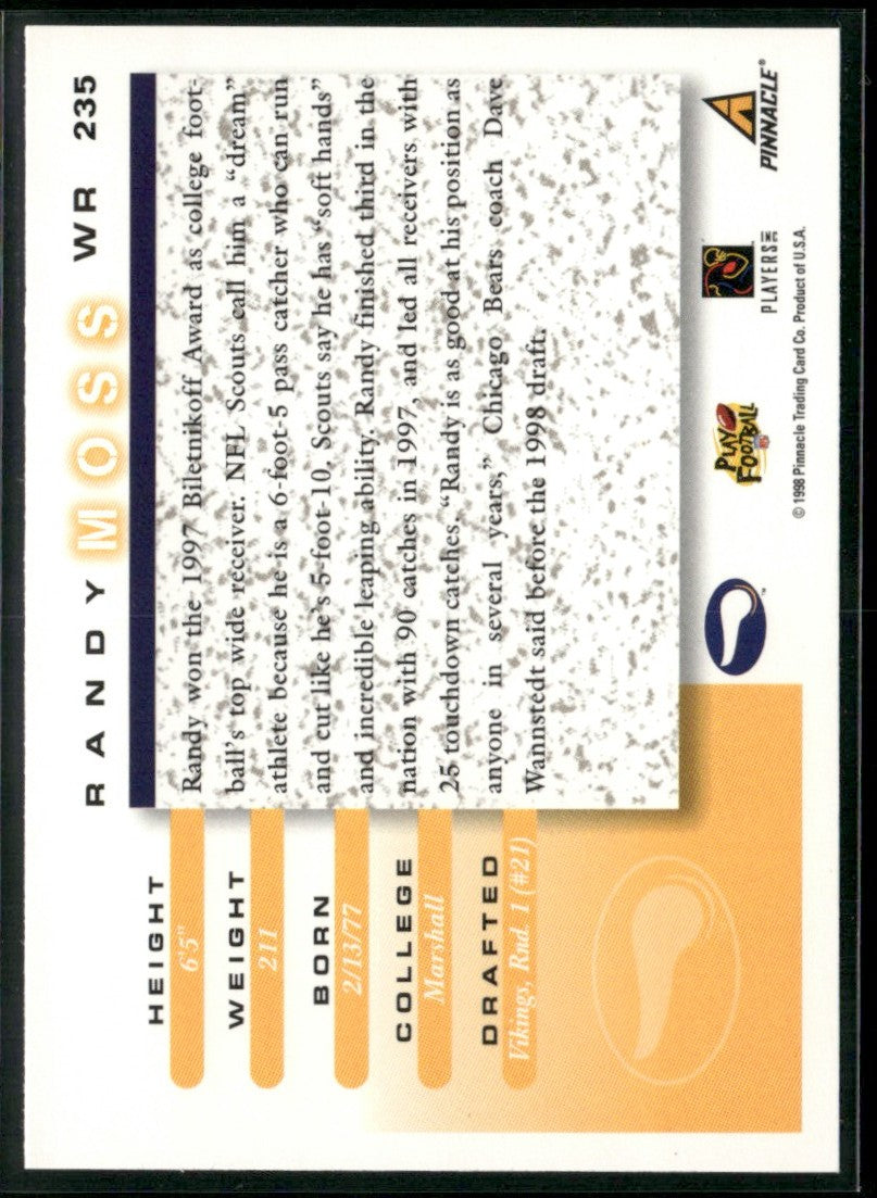 Randy Moss 1998 Score RC #235 Minnesota Vikings