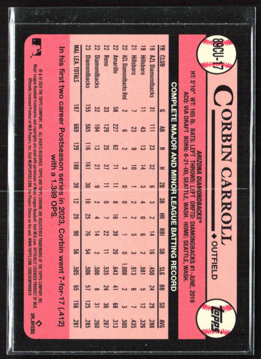 Corbin Carroll 2024 Topps Chrome 1989 Design #89CU-17 Arizona Diamondbacks