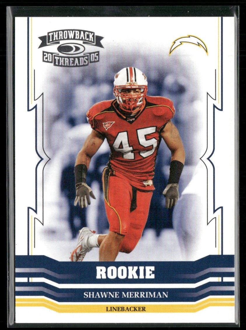 Shawne Merriman 2005 Donruss Throwback Threads RC /999 #153 San Diego Chargers