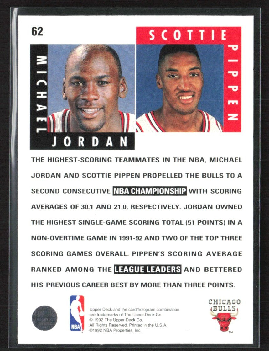 Michael Jordan/Scottie Pippen 1992 Upper Deck #62 Chicago Bulls