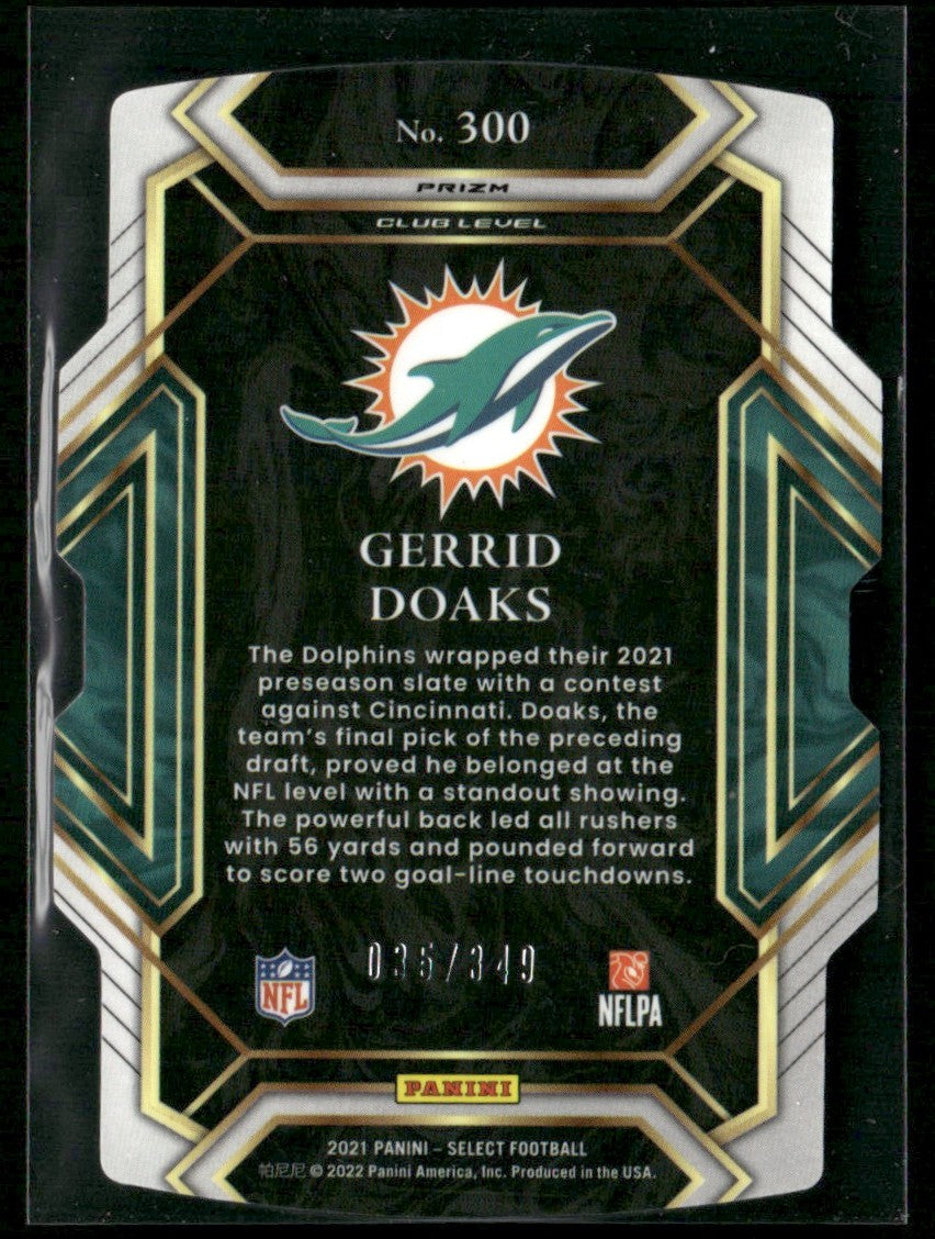 Gerrid Doaks 2021 Panini Select Club Neon Green Prizm Die-Cut RC /349 #300