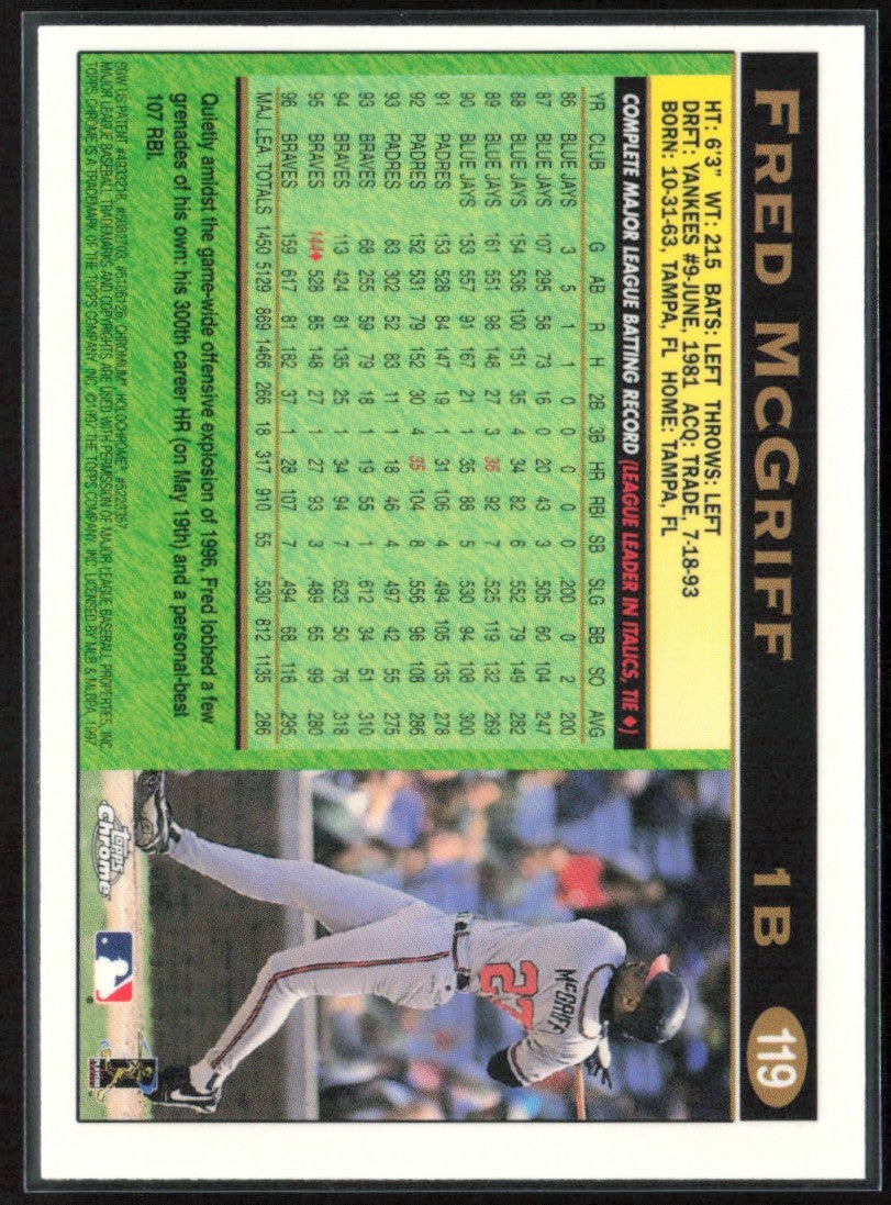 Fred McGriff 1997 Topps Chrome #119 Atlanta Braves