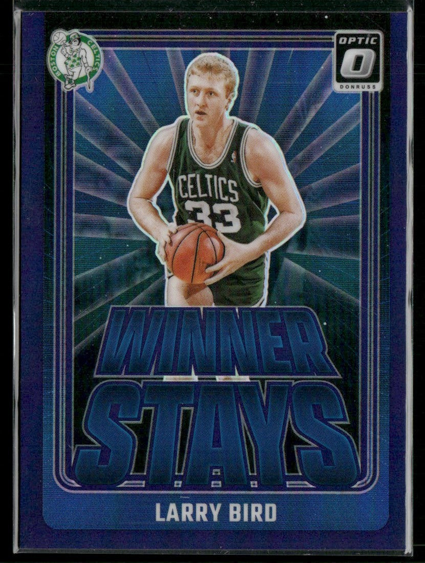 Larry Bird 2024 Donruss Optic Winner Stays Purple Prizm #19 Boston Celtics