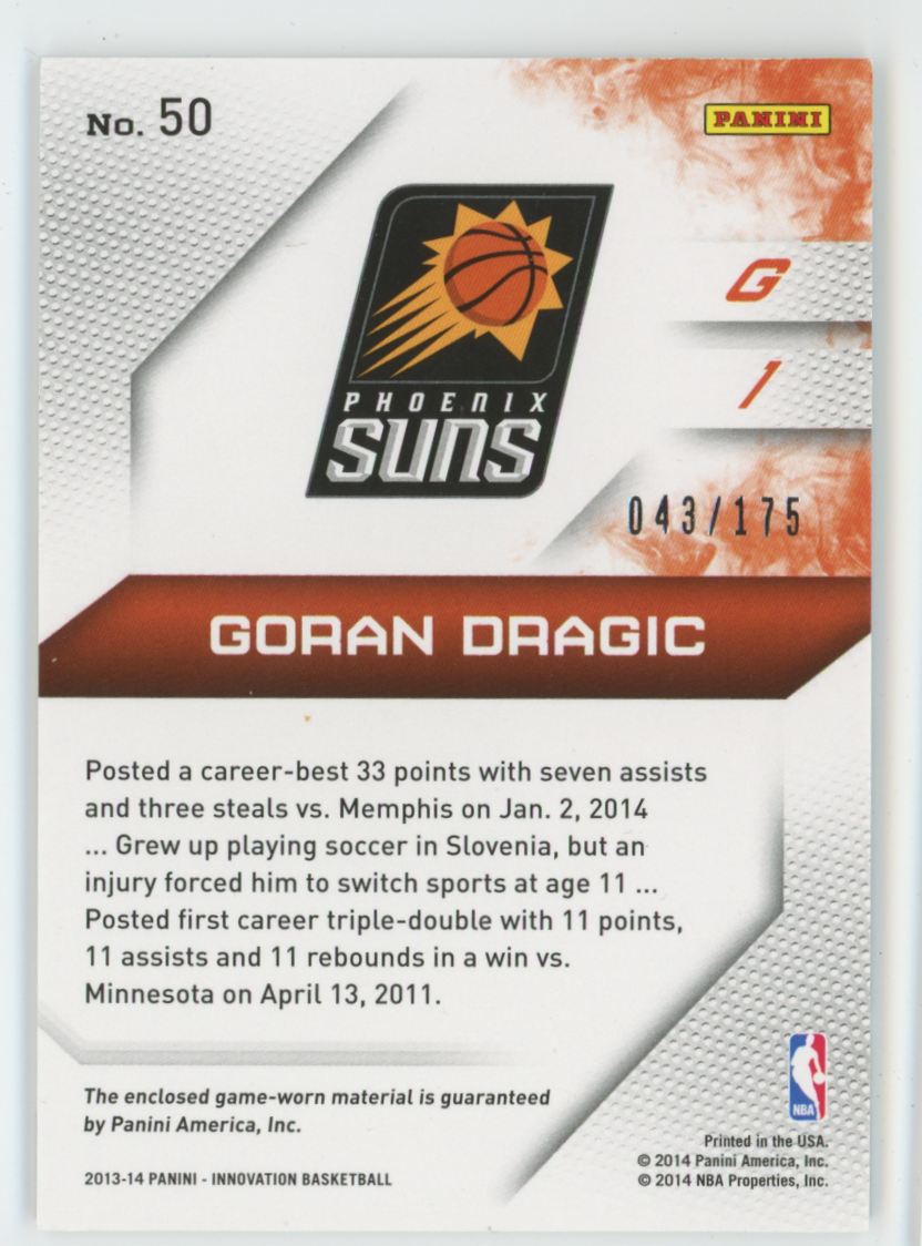 Goran Dragic 2013 Panini Innovation Memorable Memorabilia /175 Jersey #50