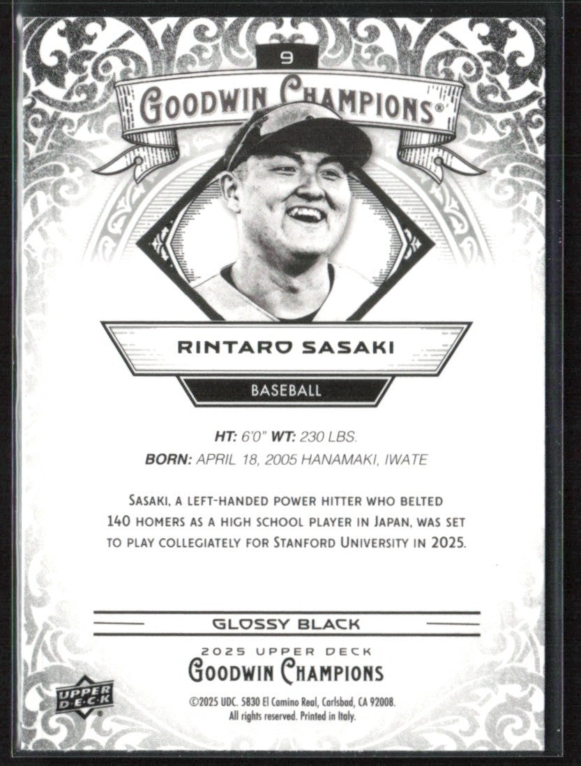 Rintaro Sasaki 2025 Upper Deck Goodwin Champions Black #9