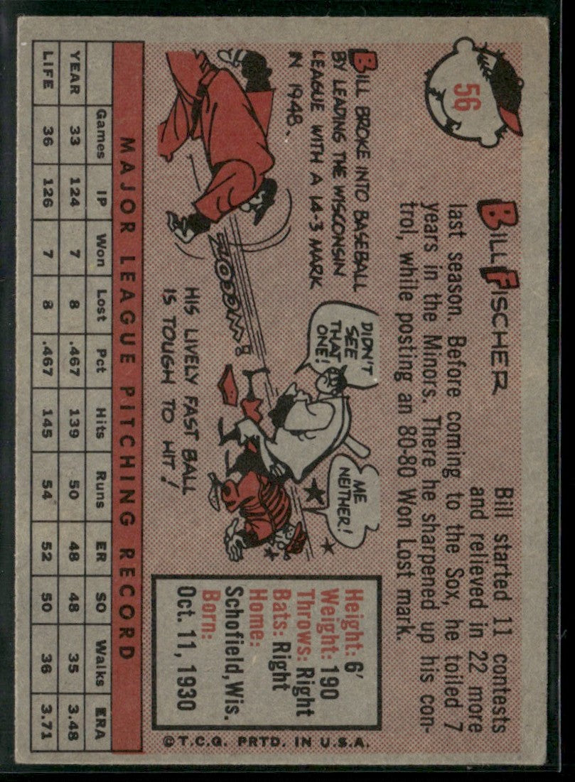Bill Fischer 1958 Topps #56 Chicago White Sox