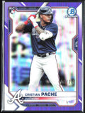 Cristian Pache 2021 Bowman Chrome Purple Refractor RC /250 #69 Atlanta Braves