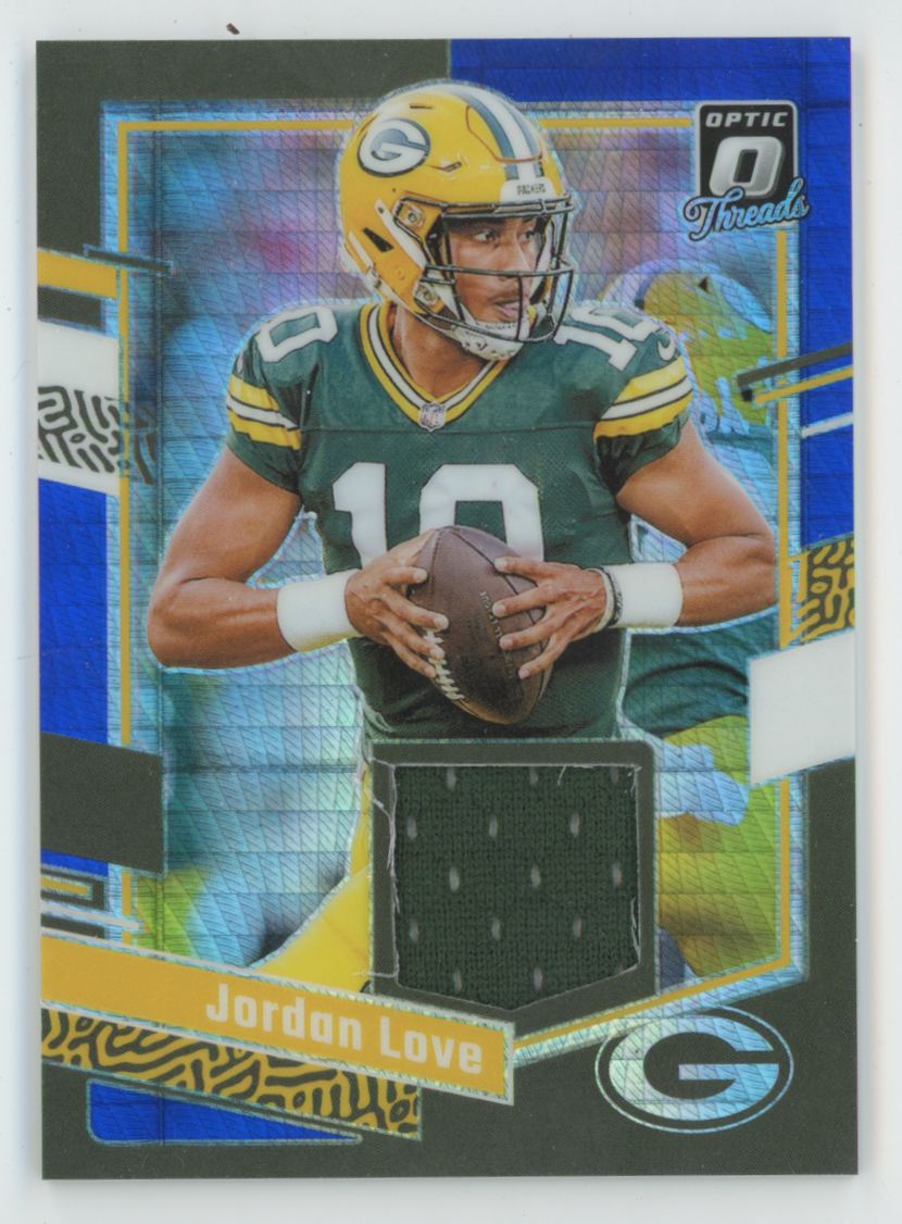 Jordan Love 2023 Donruss Optic Threads Blue Hyper RC Jersey #DT-JL