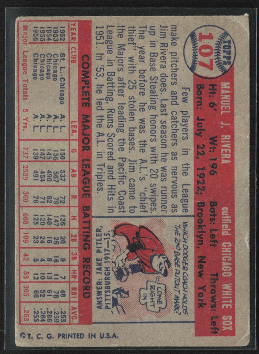 Jim Rivera 1957 Topps #107 Chicago White Sox