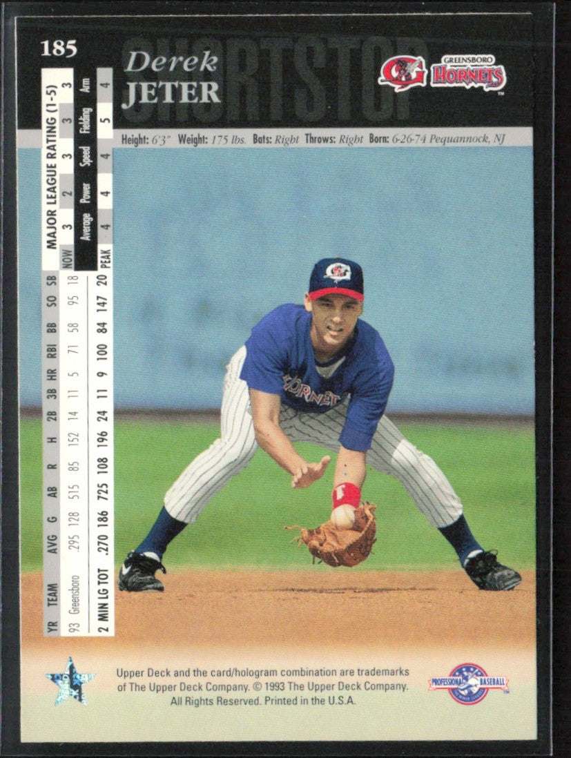 Derek Jeter 1994 Upper Deck Minors #185 Greensboro Hornets