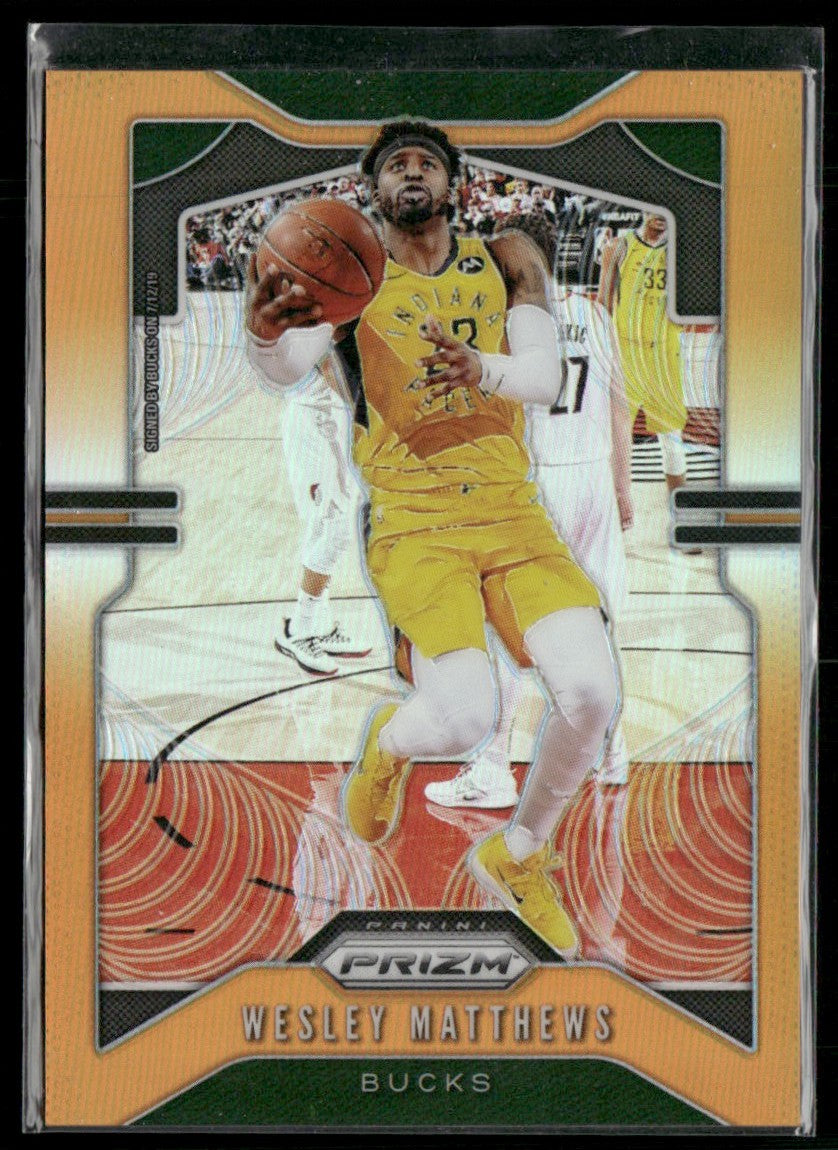 Wesley Matthews 2019 Panini Prizm Orange /49 #214 Milwaukee Bucks