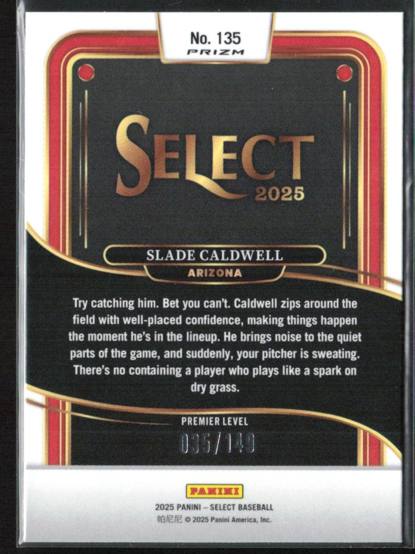 Slade Caldwell 2025 Panini Select Premier Red /149 #135 Arizona Diamondbacks