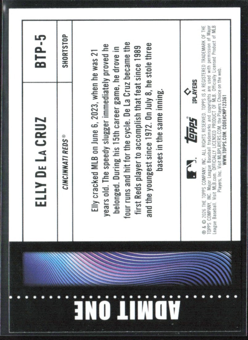 Elly De La Cruz 2026 Topps Big Ticket Players #BTP-5 Cincinnati Reds