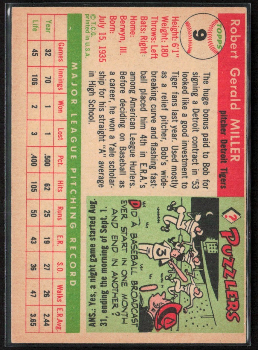 Bob Miller 1955 Topps #9 Detroit Tigers
