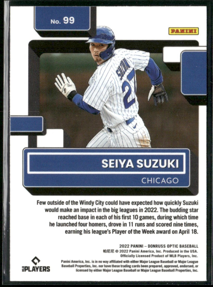 Seiya Suzuki 2022 Donruss Optic RC #99 Chicago Cubs