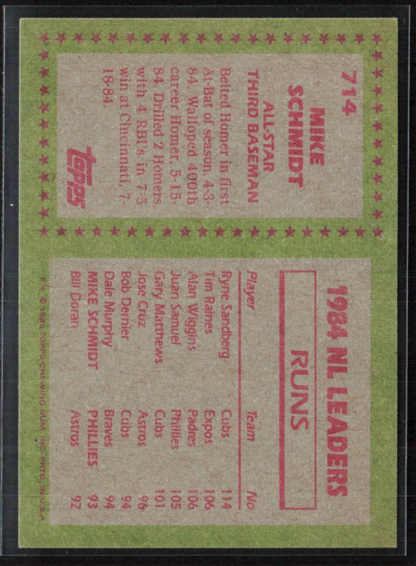 Mike Schmidt 1985 Topps All-Star #714 Philadelphia Phillies