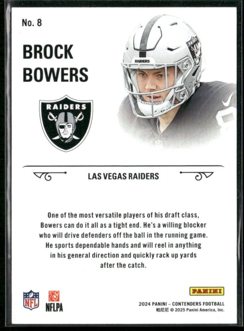 Brock Bowers 2025 Panini Contenders Rookie Stallions RC #8 Las Vegas Raiders