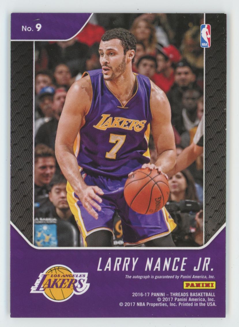 Larry Nance Jr. 2016 Panini Threads Autographs AUTO #9 Los Angeles Lakers