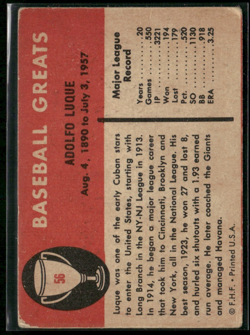 Dolf Luque 1961 Fleer Baseball Greats #56 Cincinnati Reds