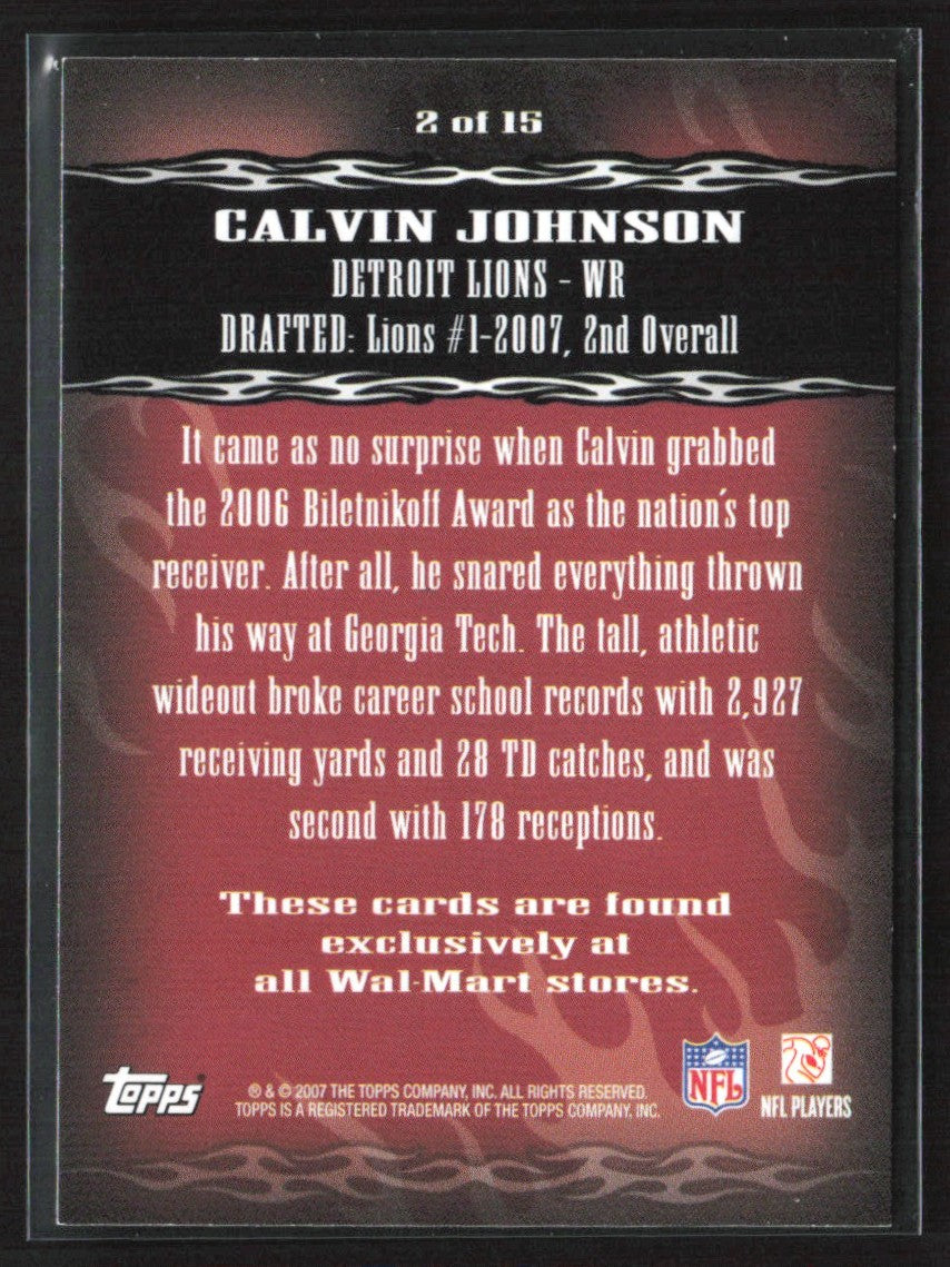 Calvin Johnson 2007 Topps Red Hot RC #2 Detroit Lions