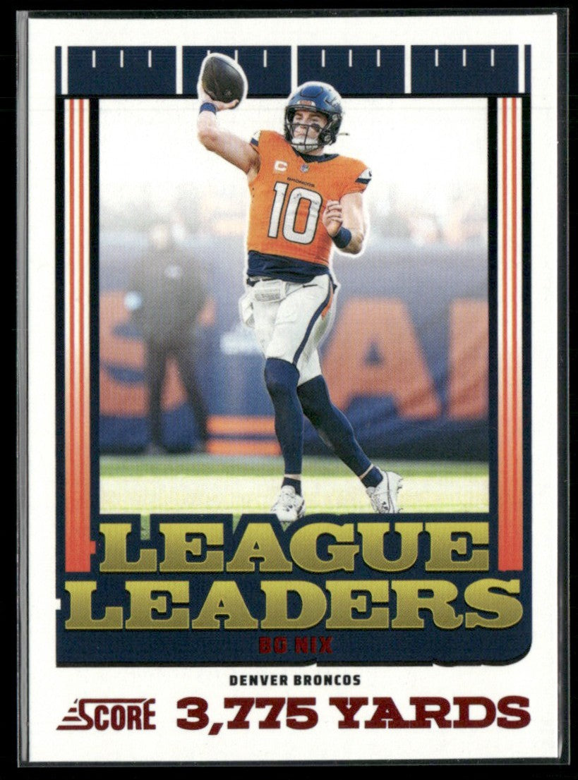 Bo Nix 2025 Panini Score League Leaders Red #11 Denver Broncos