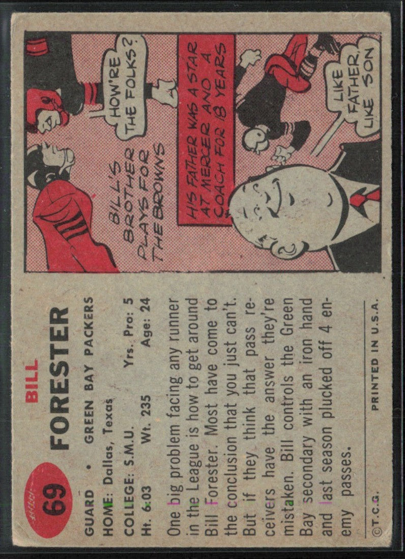 Bill Forester 1957 Topps #69 Green Bay Packers
